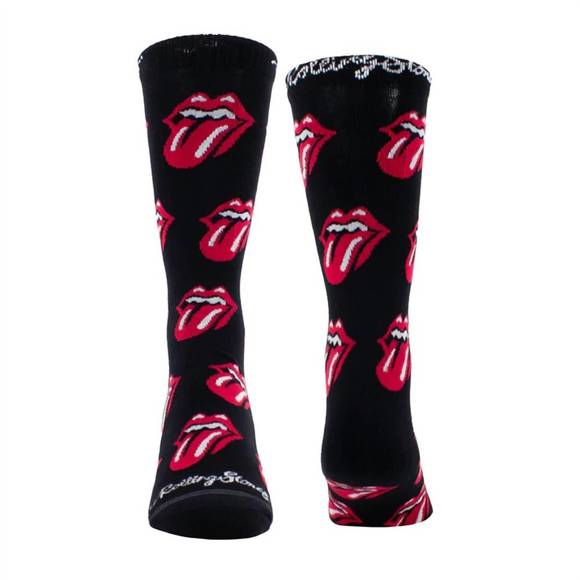 NEW PERRI’S SOCKS men's the rolling stones allover red tongues crew socks in bla - Picture 2 of 3